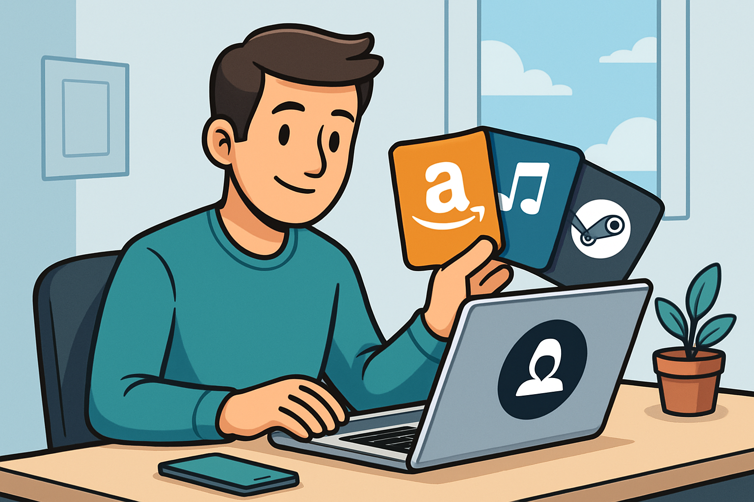 Verschiedene Geschenkkarten und Gift Cards als anonyme Zahlungsmethode dargestellt