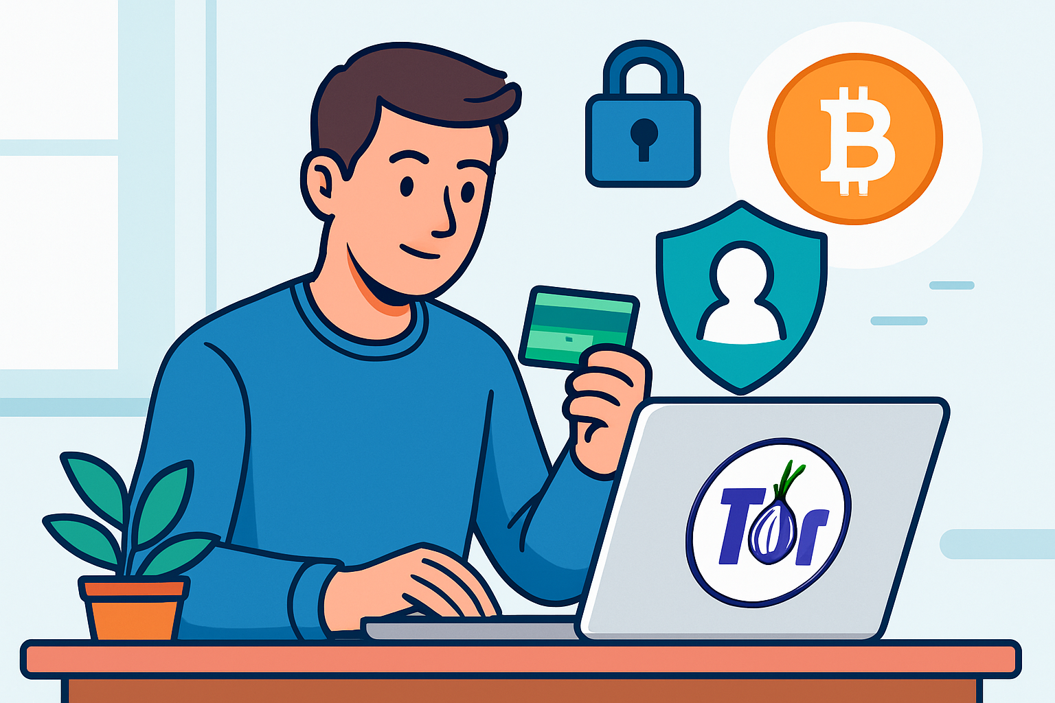 Tor Browser Logo mit Datenschutz-Symbol illustriert anonyme Zahlungen